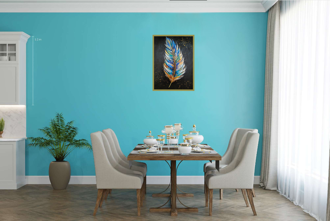 custom-made painting with feather