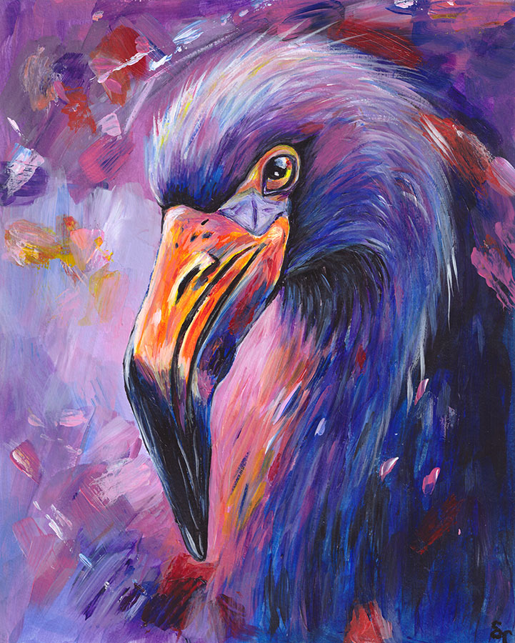 Pop art painting «Magic of Flamingo», acrylic